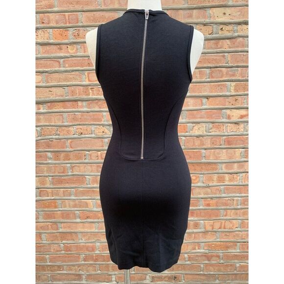 Alexander Wang Dress Black Sleeveless Bodycon Stretch Exposed Zipper XS - Picture 4 of 7